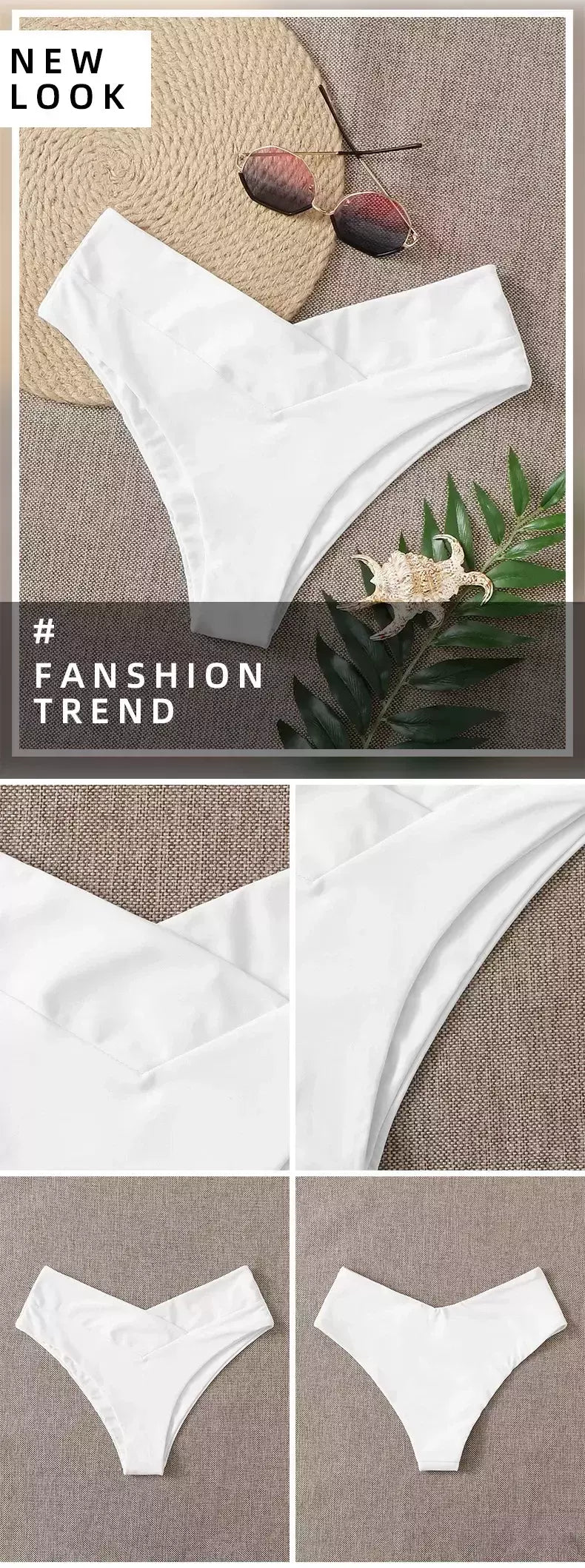 Tanga brasileira de biquíni para mulheres, semi-banho, roupa de praia sexy V cheeky, banho preto para senhoras, natação