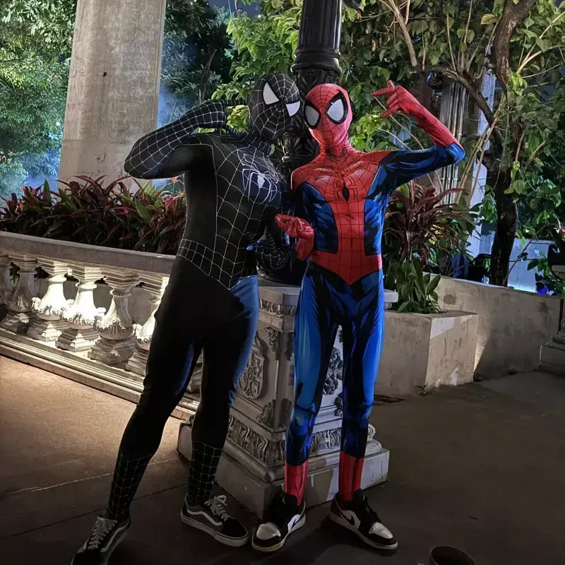 Anime super-herói toby preto veneno homem aranha cosplay macacão apertado halloween cosplay traje de aranha preta