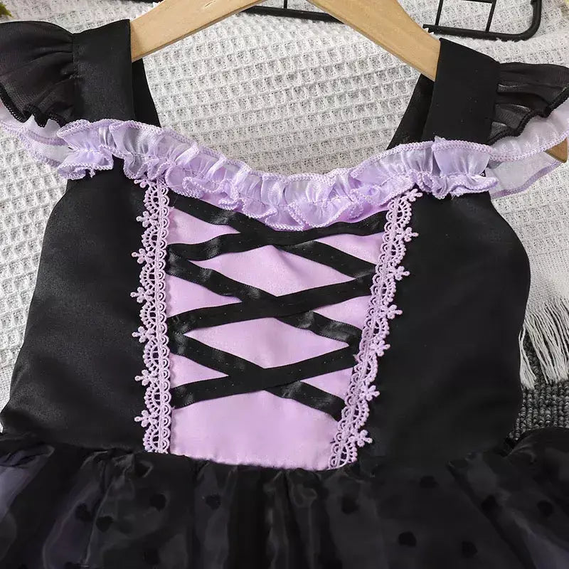 Vestido de menina de halloween vampiro vestido fofo para meninas crianças vestido de princesa roxo roupas legais lolita fantasia de festa de carnaval