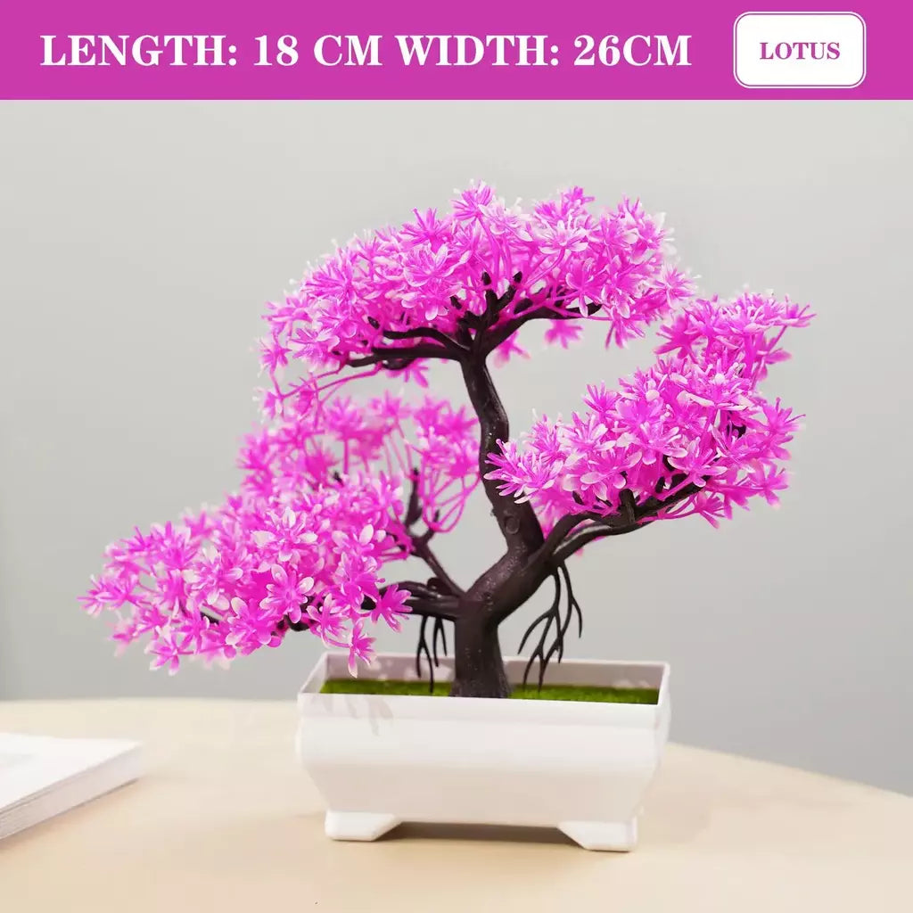 Plantas artificiais em vaso bonsai lindas pequenas plantas de árvore flores falsas ornamentos em vaso para casa jardim decoração oficial do hotel