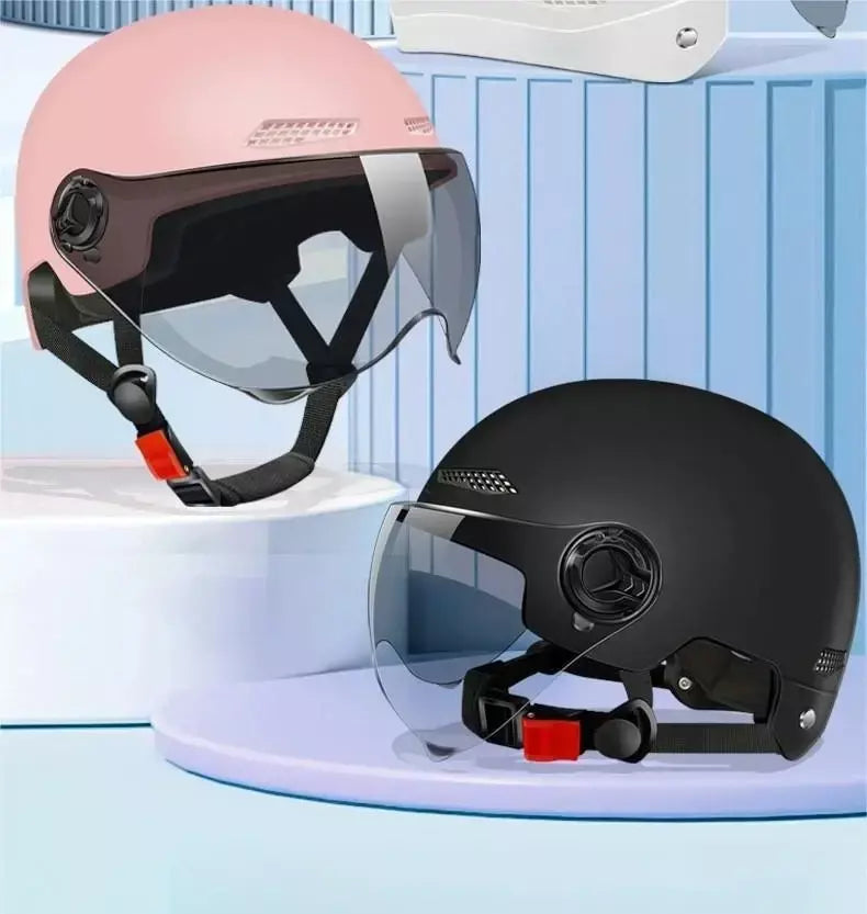 Capacete de segurança de bicicleta 3C certificado masculino e feminino adulto crianças dos desenhos animados bicicleta elétrica motocicleta meio capacete com óculos