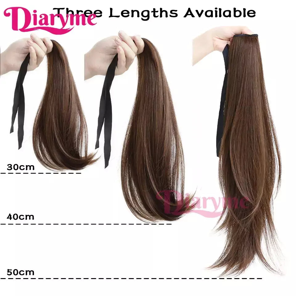Extensões sintéticas longas do cabelo do rabo de cavalo para mulheres, preto, marrom, reistan do calor, rabo de pônei, cabelo falso, grampo no hairpiece