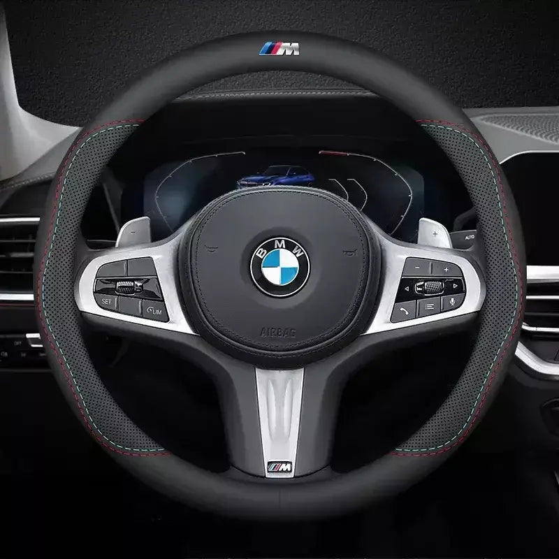 Para bmw m capa de volante do carro g20 f11 e87 f30 f10 x3 g01 x5 f40 f16 m3 x1 x7 1 3 5 7 série couro antiderrapante acessórios