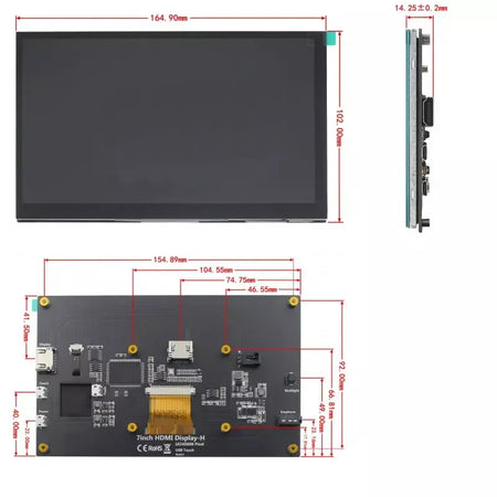 7 Polegada display portátil ips lcd tela de toque capacitivo 1024x600 monitor alto-falantes opcionais para raspberry pi 5 4b 3b + computador portátil