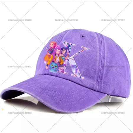 Kpop demônio caçador chapéu carta A-Z boné de beisebol para mulheres verão ajustável chapéu de sol anime bonito retro sunbonnet adulto chapelaria presente