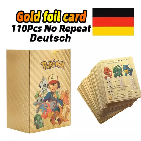 Novo 27-110 pçs cartas pokemon cartões francês inglês espanhol alemão folha de ouro silve cartões charizard vmax gx jogo coleção cartão