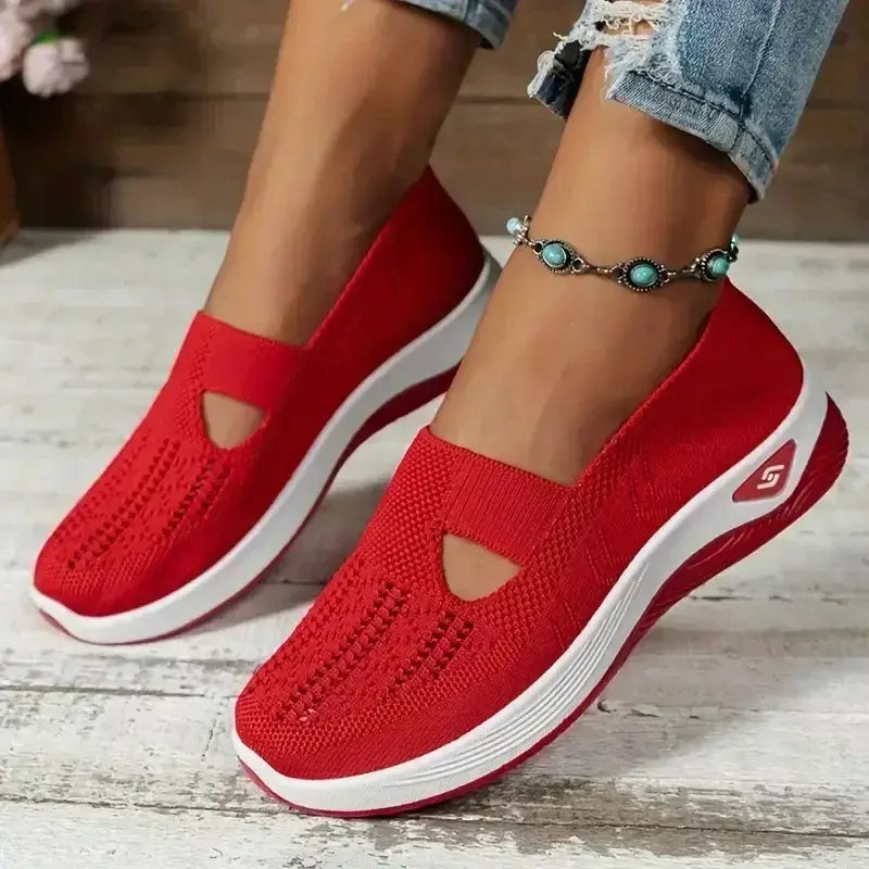 Tênis feminino respirável sapatos casuais verão sola macia sapatos ortopédicos leve deslizamento em sapato de caminhada antiderrapante sapatos planos