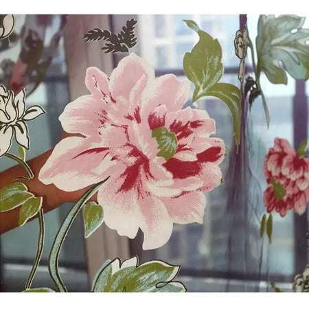 Tule Floral em Cortinas Puras, Tratamento Janela, Painel Persianas, Sala de estar, Quarto, Cozinha, Sombra, Roxo, Peônia