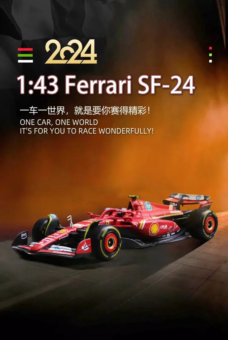 Bburago 1:43 2024 2023 F1 Scuderia Ferrari SF24 SF23 # 16 lecler # 55 sainz jr liga carro de luxo fundido modelo de carro série de brinquedos