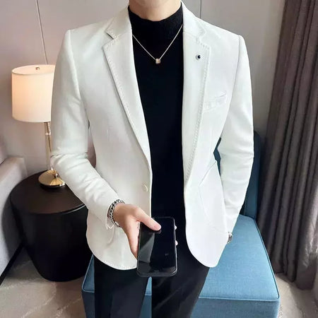 Nova Moda Terno Casaco dos homens Slim Fit Deerskin Veludo Elegante Luxo Blazer Casaco Negócios Casual Casamento Plus Size Terno 4XL-S
