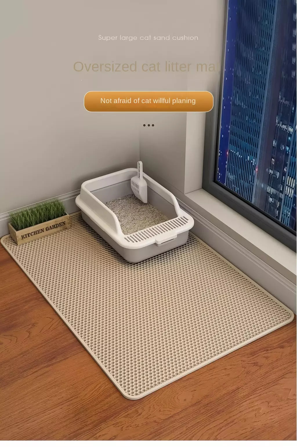 Impermeável Double Layer Pet Litter Mat, Cat Litter Box, Pet WC, Antiderrapante, Areia, Lavável, Limpo, 90x60cm