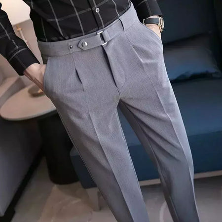 Calça de negócios justa masculina recortada, calça reta elástica, terno masculino de alfaiataria social, estiramento formal tressed, verão, 9 calças recortadas