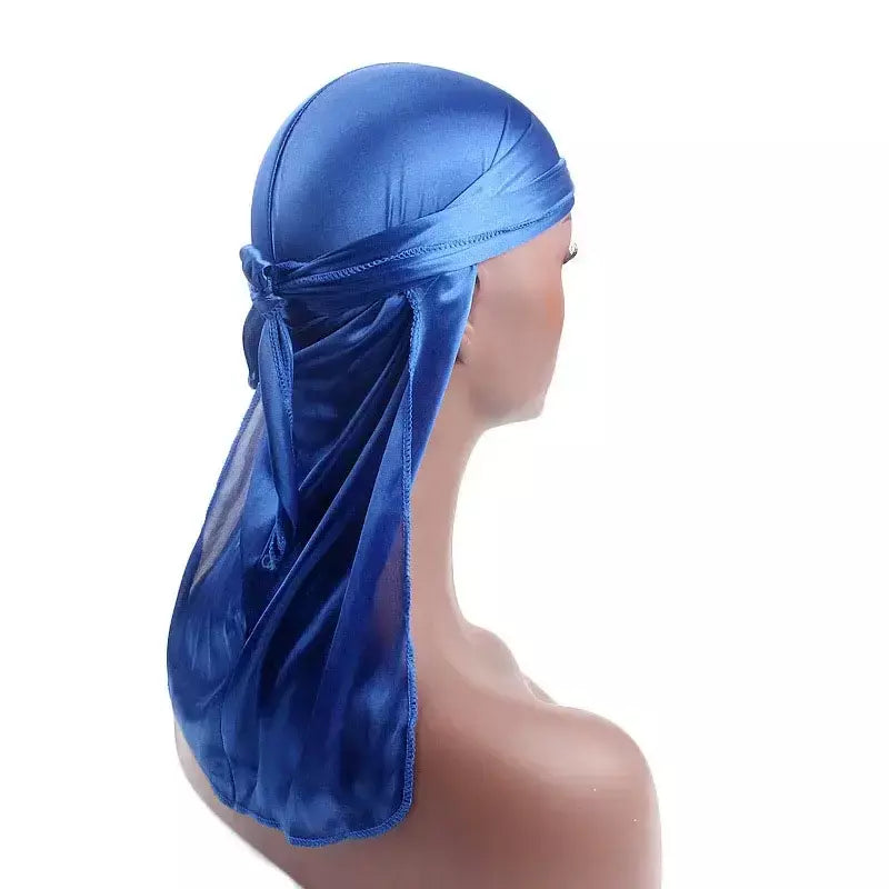 Elasticidade baotou boné faixas de cabelo simulação sedosa durag cauda longa chapéu pirata bandana turbante para crianças criança fita acessórios