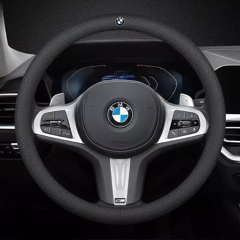 Para bmw m capa de volante do carro g20 f11 e87 f30 f10 x3 g01 x5 f40 f16 m3 x1 x7 1 3 5 7 série couro antiderrapante acessórios