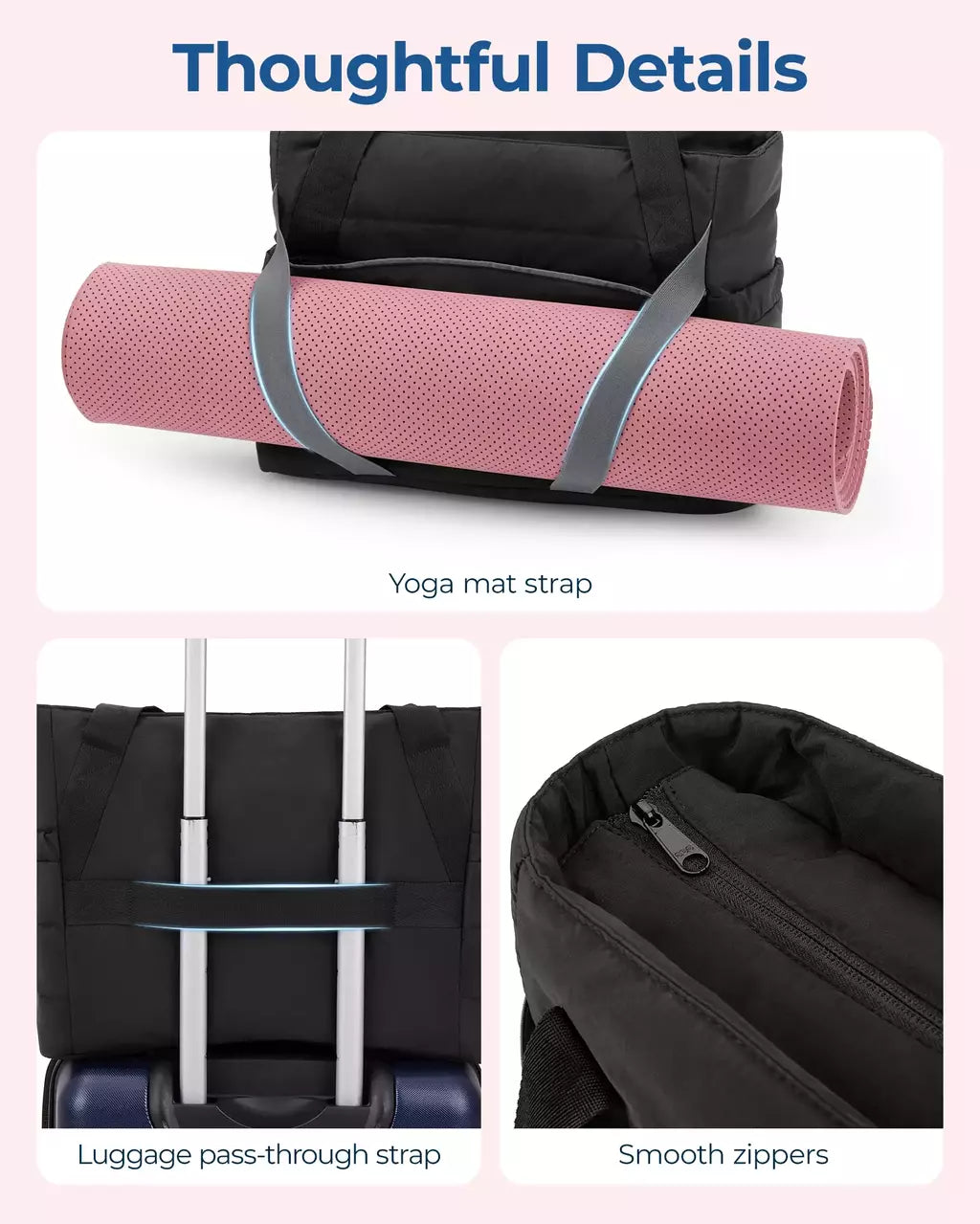BAGSMART-Sacolas de ginástica esportiva para mulheres, bolsa de ombro de deslocamento, bolsa de bagagem de grande capacidade, lazer simples