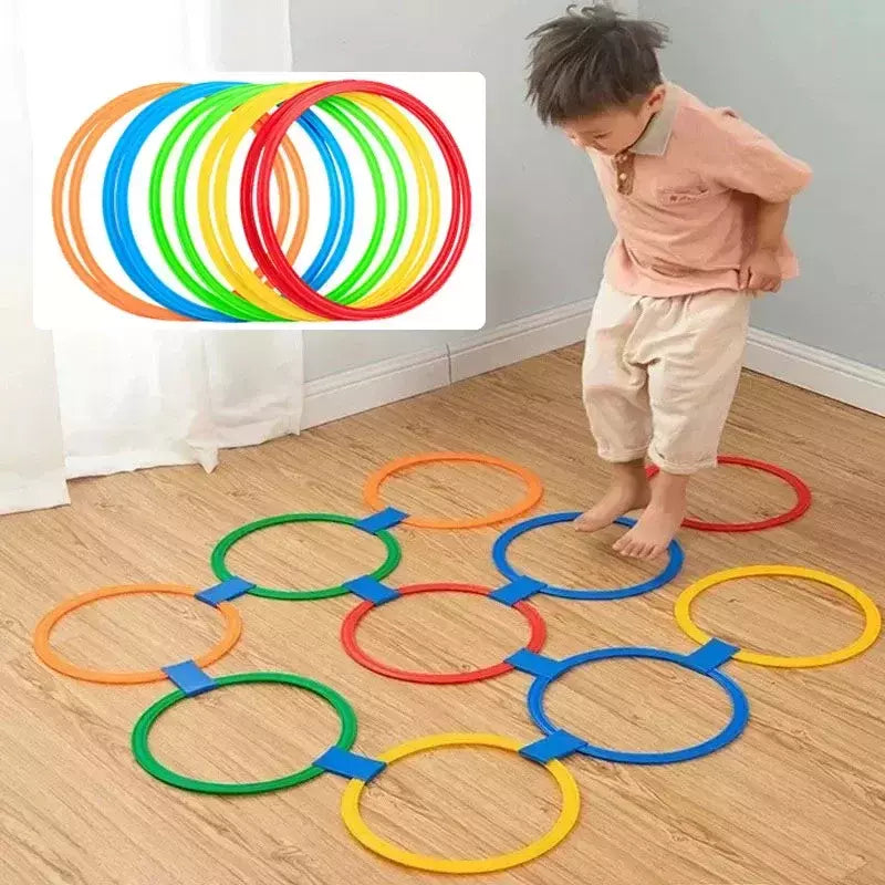 Brinquedos esportivos engraçados para treinamento físico infantil, treliça jump ring set, jogo ao ar livre, 10 aros, 10 conectores para brincar no parque, meninos e meninas, novo