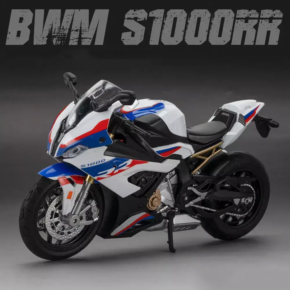 1:12 kawasaki h2r bwm s1000rr liga motocicleta brinquedos diecast carro em miniatura roda dianteira direção moto crianças presente de natal