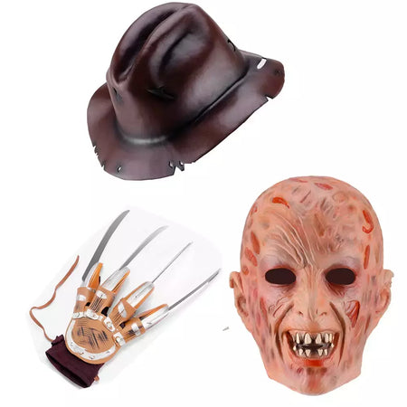Assassinos jason máscara chapéu garras freddy krueger filmes de terror assustador látex chapelaria cosplay para emulsão para trajes de festa de halloween