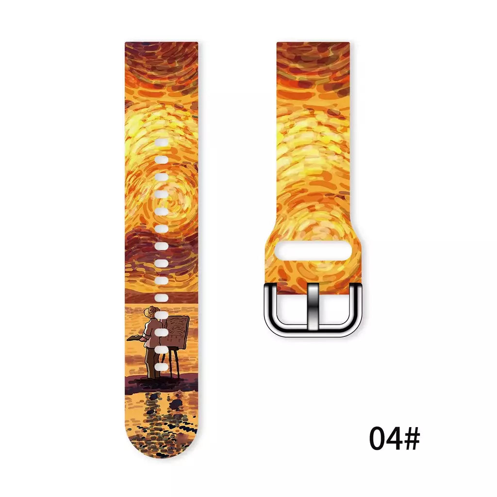 Pulseira impressa série van gogh de 20mm para samsung galaxy watch 7/6/5 40mm 44mm pulseira substituível para xiaomi huawei amazfit