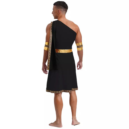 Homens antigo deus grego gladiador halloween cosplay trajes toga com mangas rei romano príncipe toga robe vestido punhos destacáveis