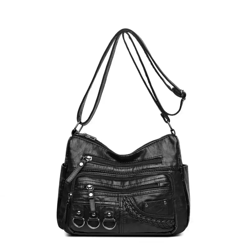Bolsa de bolso multi couro PU vintage feminina, bolsas de ombro transversais femininas, bolsas de design de luxo, alta qualidade, 2023