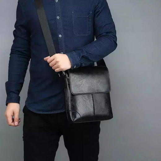 Bolsa crossbody impermeável para homens, cor sólida, grande capacidade, pasta portátil, armazenamento de couro PU, sacos de ombro, meninos
