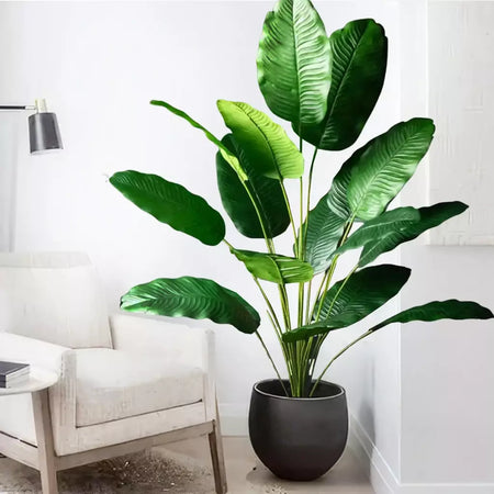 Palmeira tropical artificial 60-90-120cm(47,2 pol.) folhas de planta de banana falsa toque real planta de plástico strelitzia para jardim doméstico
