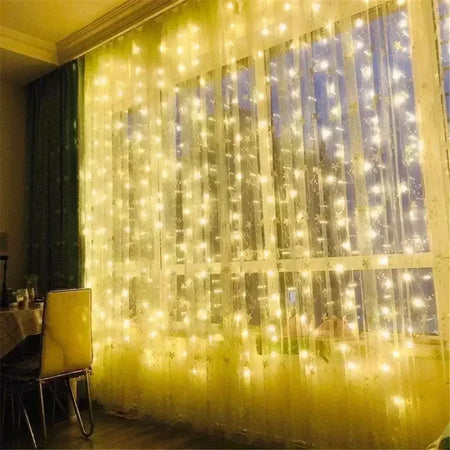 Natal usb cortina corda luzes de fadas 8 modo 6/3m led guirlanda remoto para festa jardim casa decoração casamento ano novo 2025