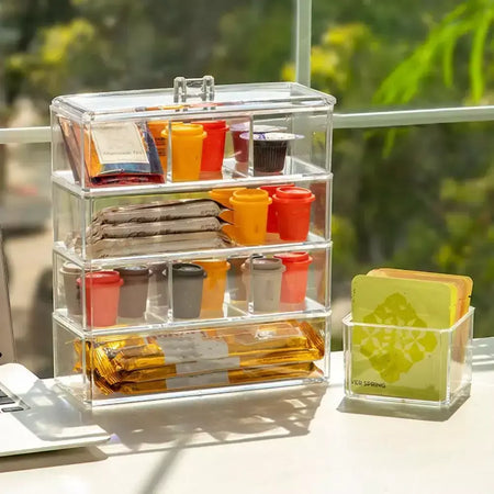 Transparente Acrílico Tea Bag Organizador, Caixa de armazenamento, classificar e organizar, Sala Prateleiras, 22*8.5*5.5 cm