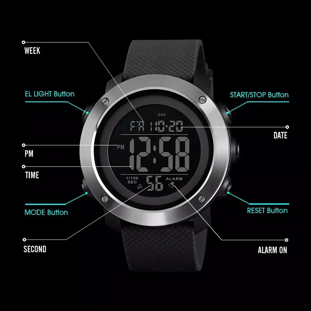 Skmei 1426 montre masculino despertador moda relógio digital relogio masculino esporte relógio masculino marca de luxo 5bar relógios à prova dwaterproof água