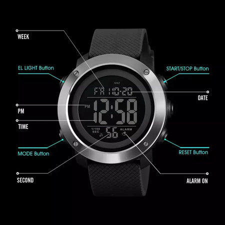 Skmei 1426 montre masculino despertador moda relógio digital relogio masculino esporte relógio masculino marca de luxo 5bar relógios à prova dwaterproof água