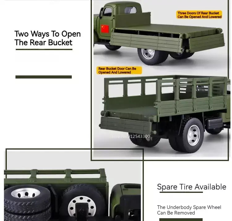 1:24 ca10 caminhão vintage modelo de carro blindado brinquedo liga diecast militar transportadora veículos modelos som luz crianças presentes