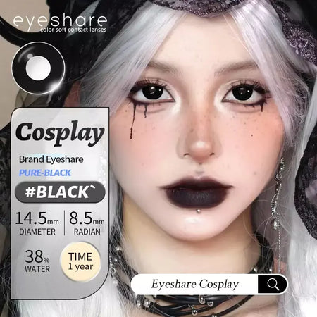 Eyeshare 1 par cosplay lentes de contato coloridas brancas lentes de contato vermelhas anime lentes de olho preto halloween beleza maquiagem lentes