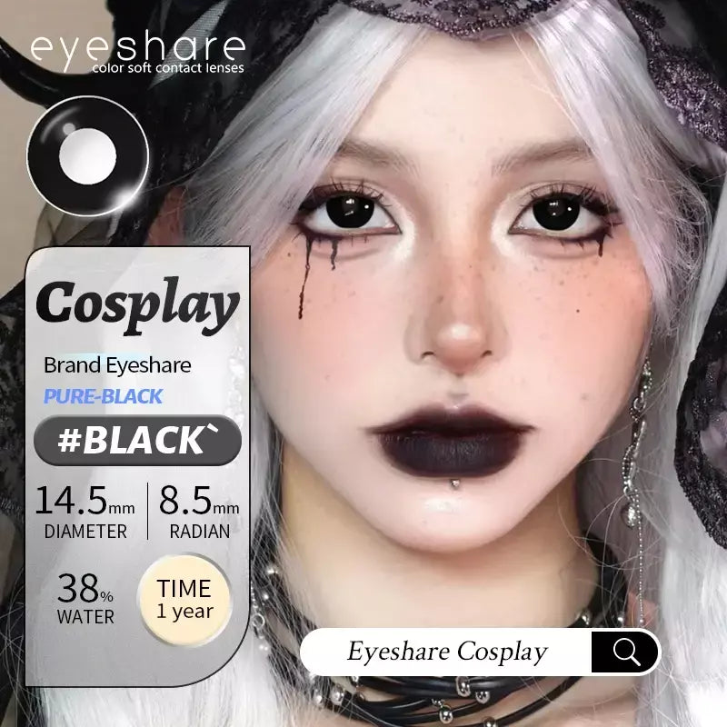 Eyeshare 1 par cosplay lentes de contato coloridas brancas lentes de contato vermelhas anime lentes de olho preto halloween beleza maquiagem lentes