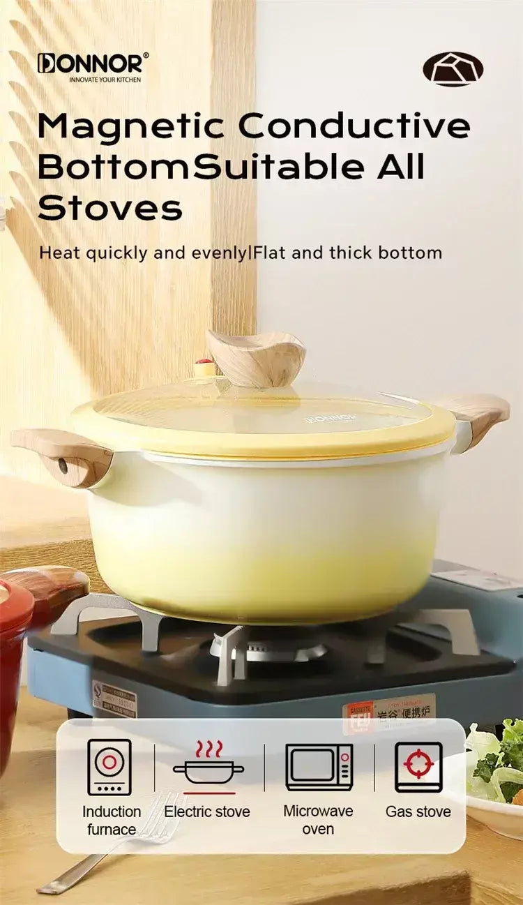 Donnor cerâmica não revestida antiaderente pan 0 panela de sopa de flúor frigideira fogão de indução pote universal cozinha cozinhar ferramentas