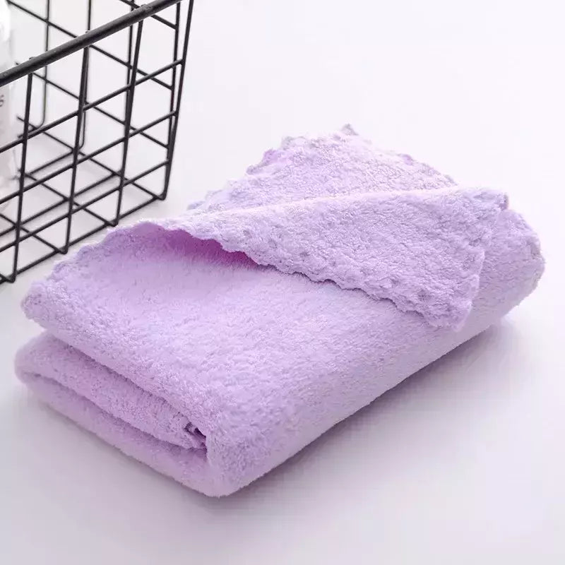 Toalha de rosto absorvente de microfibra grossa, alta densidade, velo coral, secagem rápida, macio, absorvente, limpo, rosto