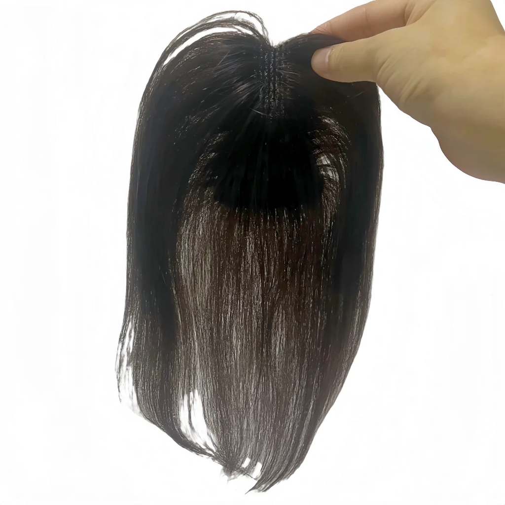 Nenhum clipes de cabelo humano franja francesa gancho e laço pasta mágica toppers para mulheres fácil de usar adesivos de costura remendos de cabelo extensão