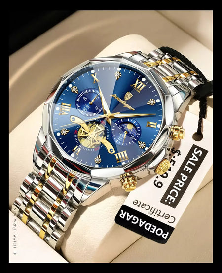 Poedagar luxo relógio masculino topo original à prova dwaterproof água luminosa cronógrafo homem relógio de pulso aço inoxidável quartzo relógios masculinos reloj