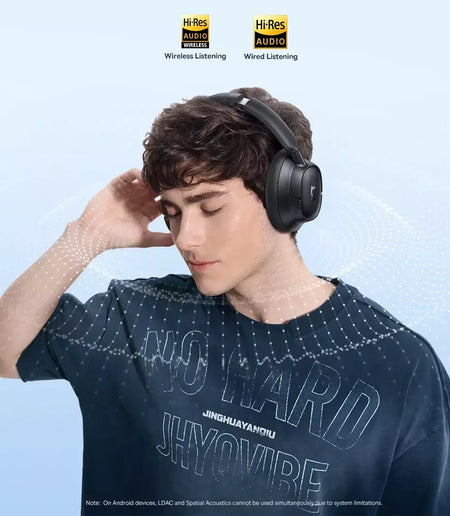 Baseus EH10 NC ANC Fones de ouvido sem fio 45dB Fones de ouvido híbridos adaptativos com cancelamento de ruído Hi-Res LDAC Fone de ouvido Bluetooth 6.0 80 horas