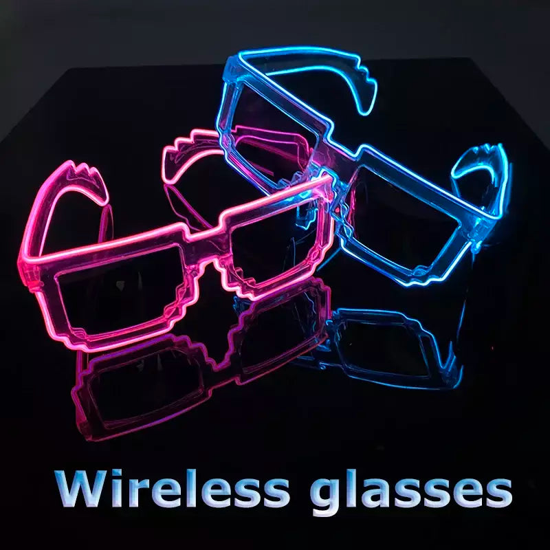 Novo legal sem fio brilhante led iluminar óculos para rave festival festa luminosa neon mosaico óculos de sol clube discoteca óculos