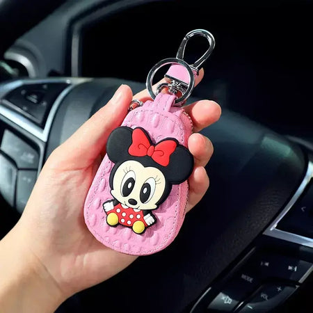 Caso chave do carro dos desenhos animados mickey minnie pato donald decoração anime figura auto chave proteção caso interior ornamento acessórios