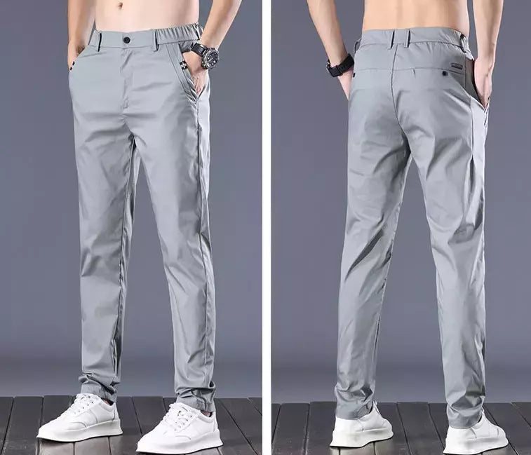 Calça reta masculina de alfaiataria social, calça masculina de algodão, para cima fina e casual, calça empresarial chinesa, clássica, para cima, verão