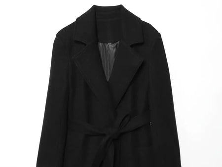 Tidalyf 2025 casaco longo feminino de mistura de lã, gola virada para baixo, cintura com cinto, manga comprida, comprimento da panturrilha, jaqueta com bolsos para o outono