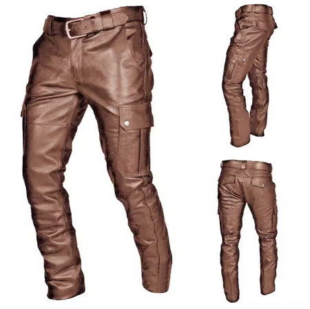 Novos Homens Calças De Couro Preto/Vermelho/Marrom Moda Masculina Dança Festa Calças Casuais Tamanho Grande 5XL