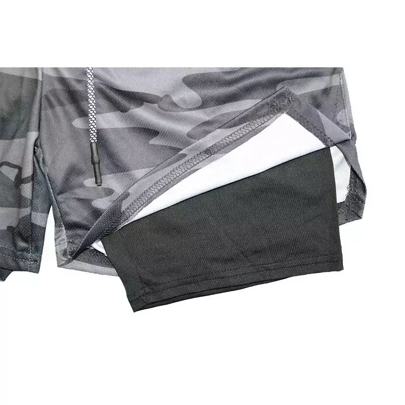 Masculino Anime 2 em 1 Calções Esportivos, Calções de Compressão Atlético Calças de Treino Fitness Running Sportwear, Desempenho Ginásio