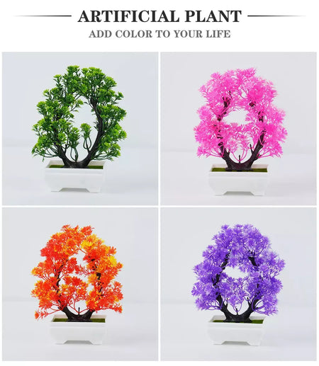 Plantas artificiais em vaso bonsai lindas pequenas plantas de árvore flores falsas ornamentos em vaso para casa jardim decoração oficial do hotel