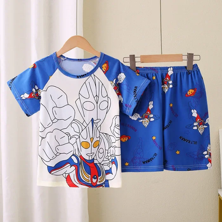 Novo verão crianças pijamas conjunto de 2 peças roupas de ar condicionado para meninos meninas bebê manga curta roupas para casa na moda