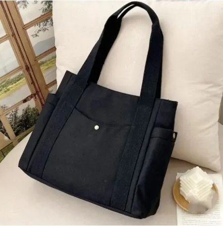 Estilo preppy bolsa de ombro unissex grande capacidade bolsa casual versátil sólida bolsa de lona estudante viajando zíper saco quadrado
