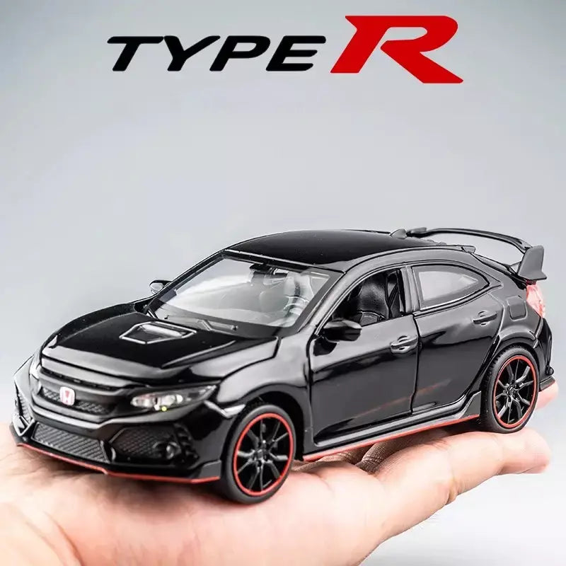 1:32 honda civic tipo-r liga carro esportivo diecast modelo de metal carro ornamentos de controle central modelo de carro em miniatura crianças brinquedos presente