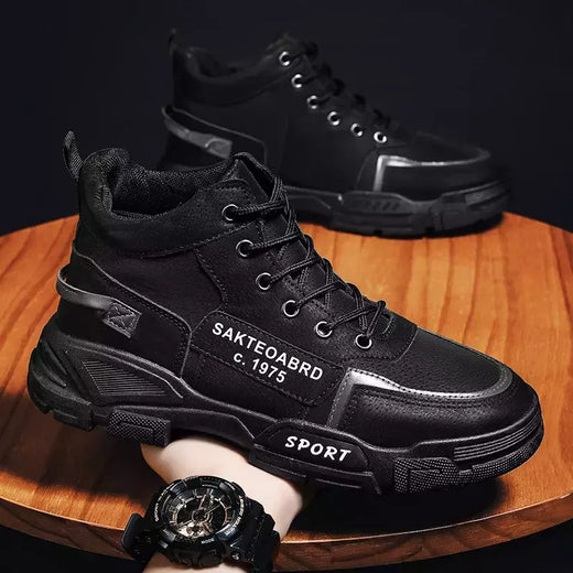 Bota de pelúcia masculina, com renda, antiderrapante, tornozelo, casual, ao ar livre, tênis masculinos, quente, inverno, moda, novo